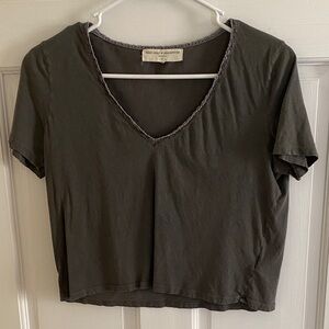 Project Social T Charcoal V-Neck Crop Top